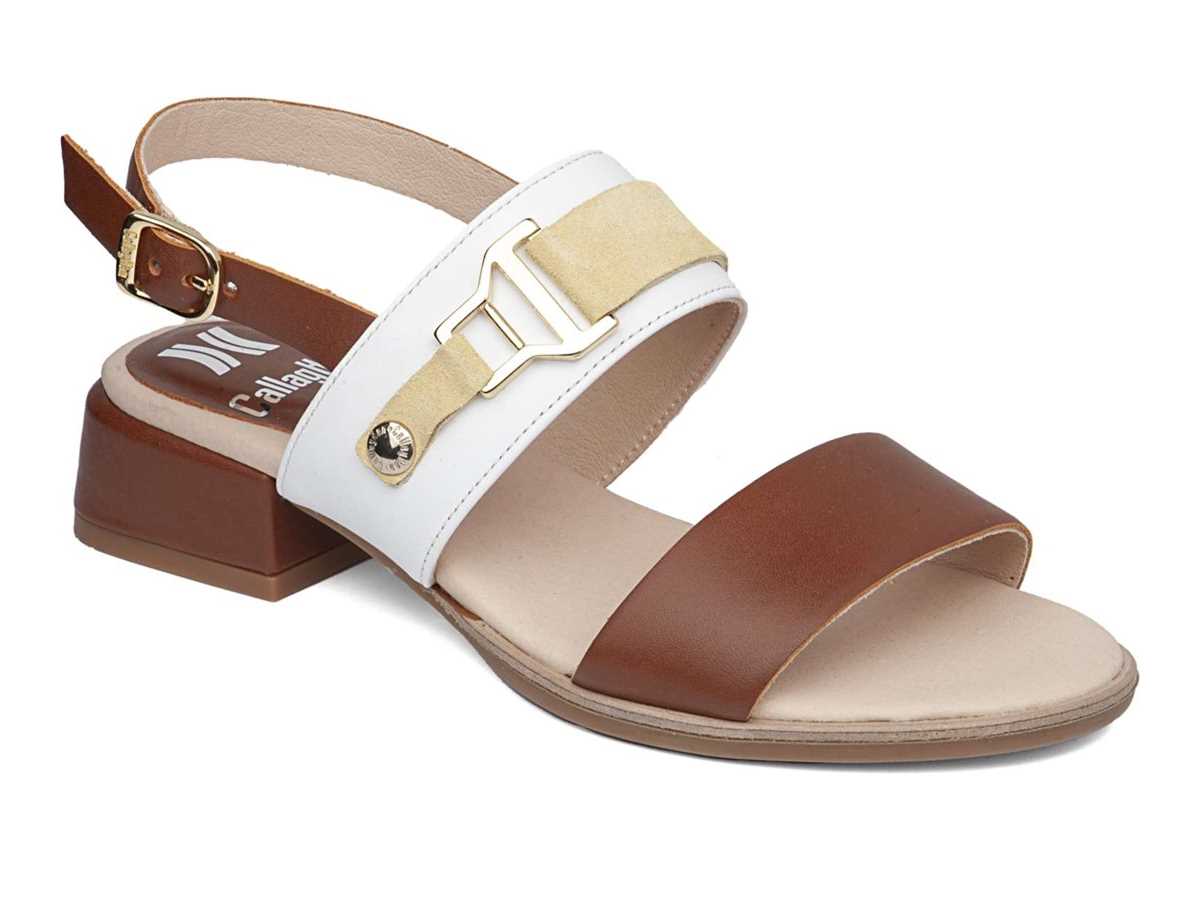 Callaghan 30304 Luna Hakken Sandalen Dames Bruin Wit Geel | KMM5361SR