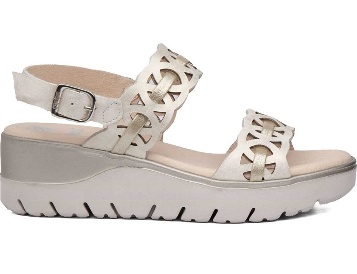 Callaghan 26517 Uwanja Sleehak Sandalen Dames Beige Goud | IQX3853UY