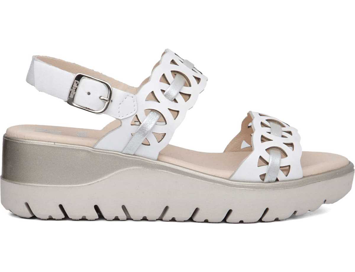 Callaghan 26517 Uwanja Sleehak Sandalen Dames Wit Zilver | NJT7860ON